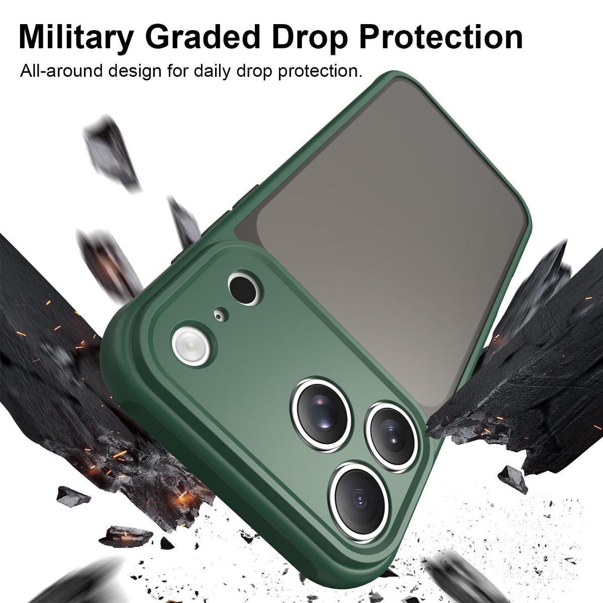 Compatible with iPhone 18 Pro Max Fan Dun Series TPU Dual-Layer PC Frosted Phone Case - Green