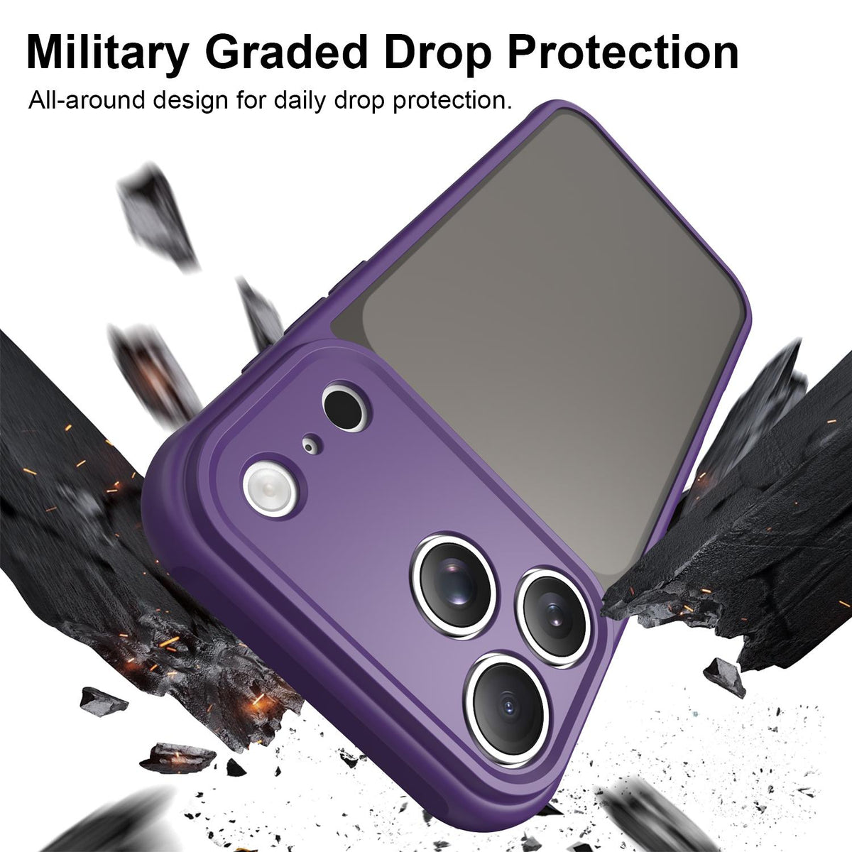 Compatible with iPhone 18 Pro Max Fan Dun Series TPU Dual-Layer PC Frosted Phone Case - Purple