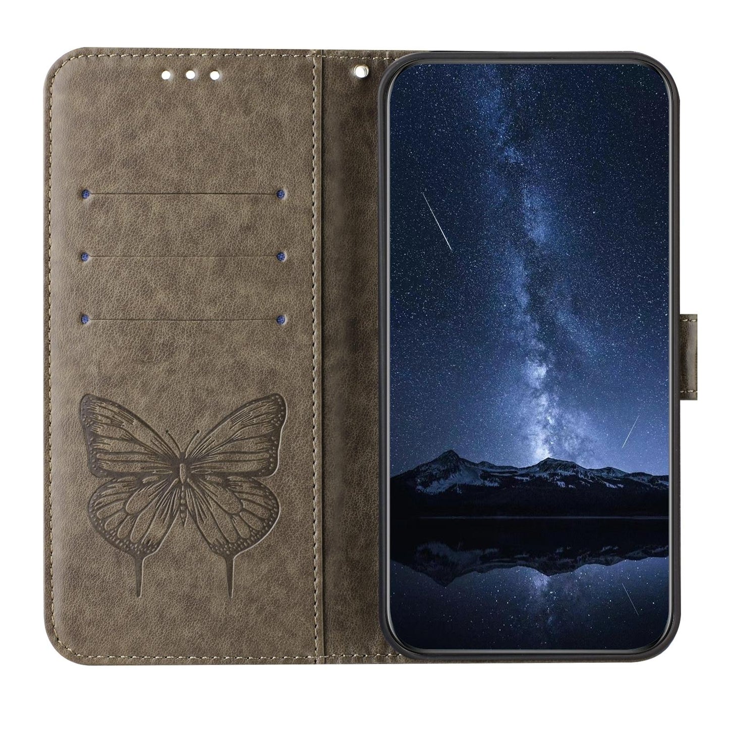 For vivo V50 Lite 5G Embossed Butterfly Leather Phone Case(Grey)