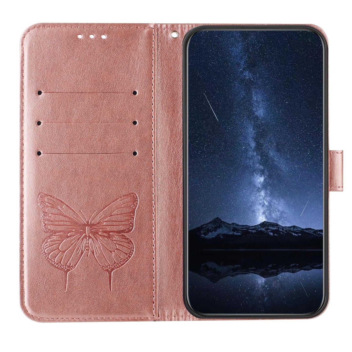 For vivo V50 Lite 5G Embossed Butterfly Leather Phone Case(Rose Gold)