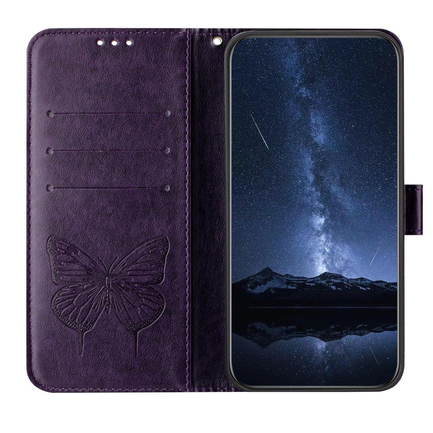 For vivo V50 Lite 5G Embossed Butterfly Leather Phone Case(Dark Purple)