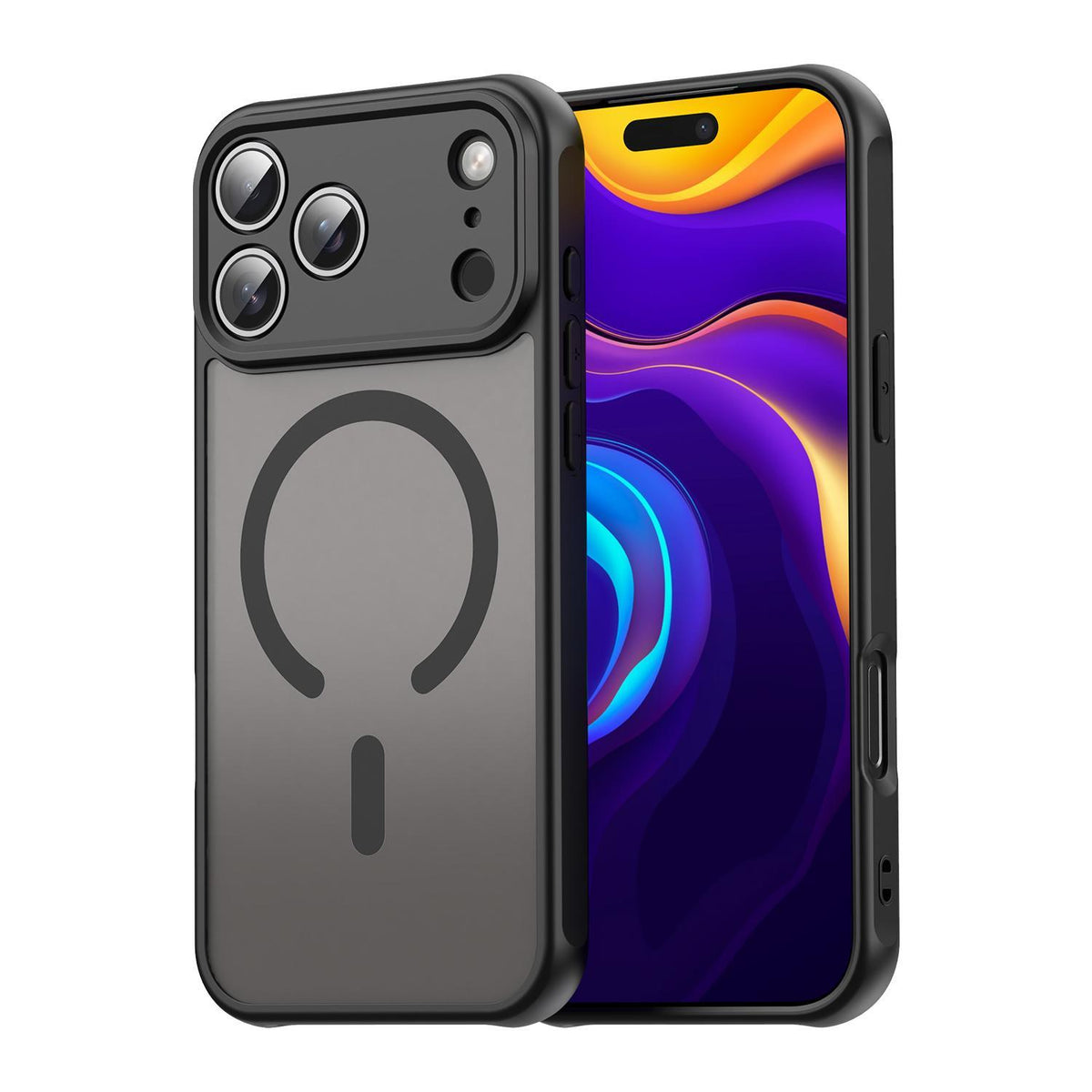 Compatible with iPhone 18 Pro Max Fan Dun Series TPU Dual-Layer PC Frosted Magsafe Phone Case - Black