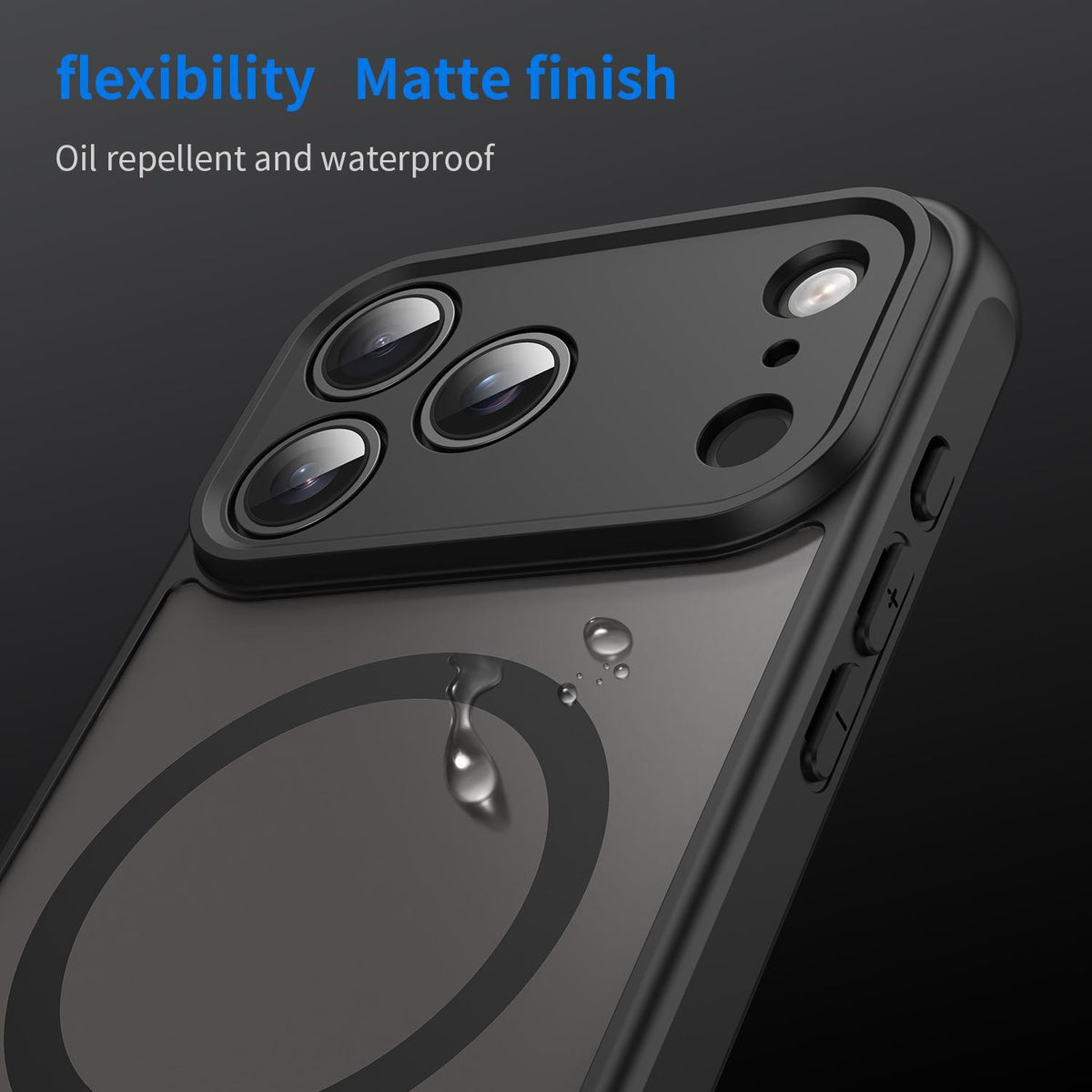 Compatible with iPhone 18 Pro Max Fan Dun Series TPU Dual-Layer PC Frosted Magsafe Phone Case - Black