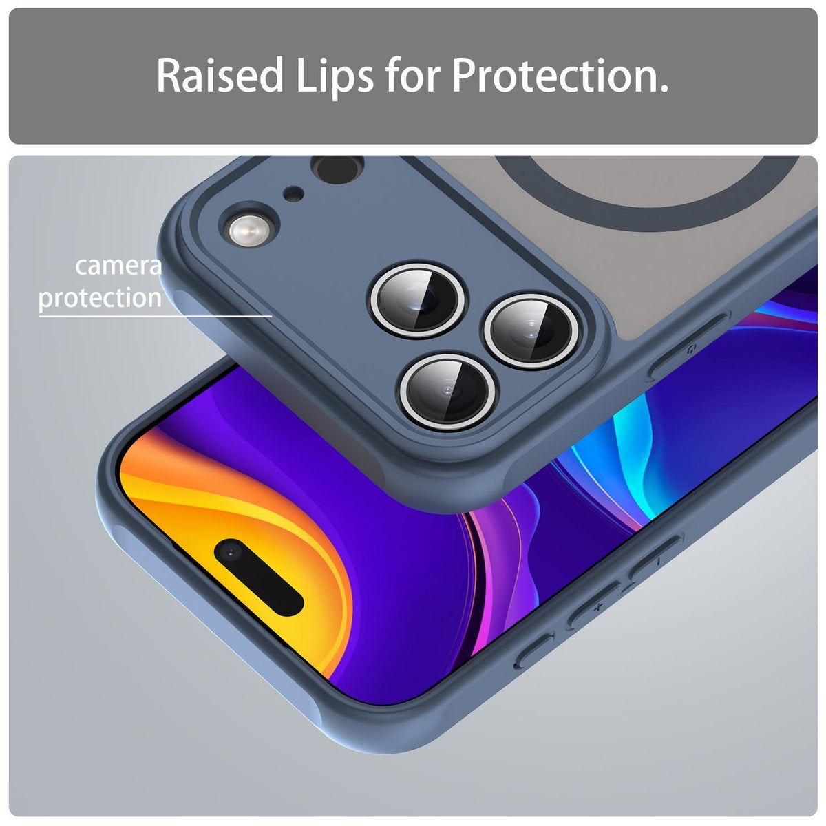 Compatible with iPhone 18 Pro Max Fan Dun Series TPU Dual-Layer PC Frosted Magsafe Phone Case - Blue