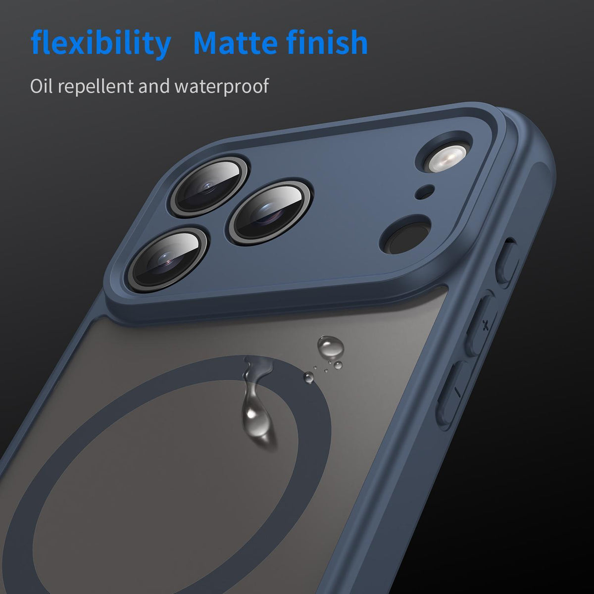 Compatible with iPhone 18 Pro Max Fan Dun Series TPU Dual-Layer PC Frosted Magsafe Phone Case - Blue