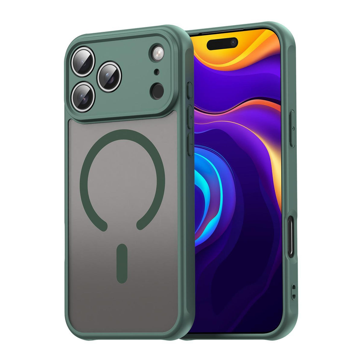 Compatible with iPhone 18 Pro Max Fan Dun Series TPU Dual-Layer PC Frosted Magsafe Phone Case - Green