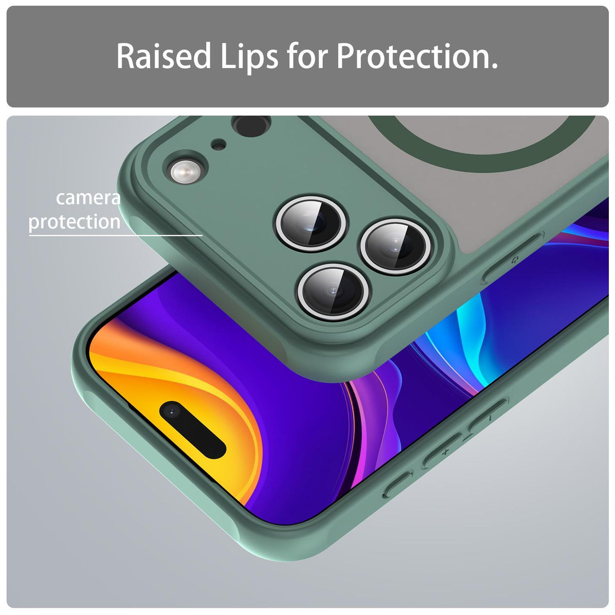 Compatible with iPhone 18 Pro Max Fan Dun Series TPU Dual-Layer PC Frosted Magsafe Phone Case - Green