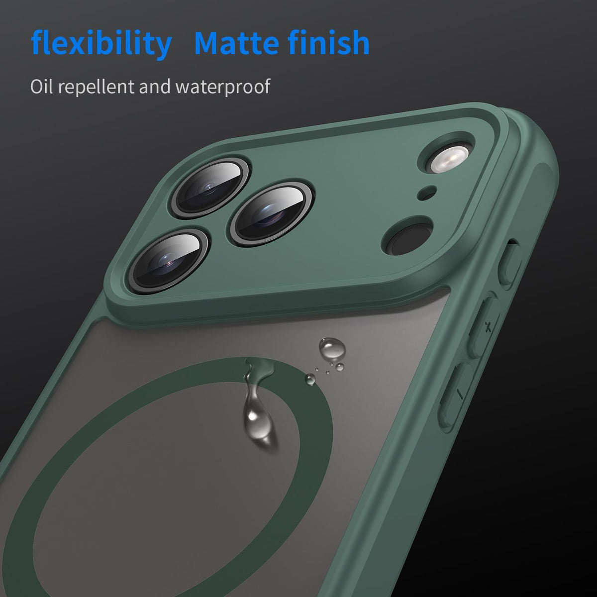 Compatible with iPhone 18 Pro Max Fan Dun Series TPU Dual-Layer PC Frosted Magsafe Phone Case - Green