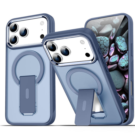 Compatible with iPhone 18 Pro Max & 17 Pro Max Acrylic Dual-Layer TPU MagSafe Holder Phone Case - Dark Blue