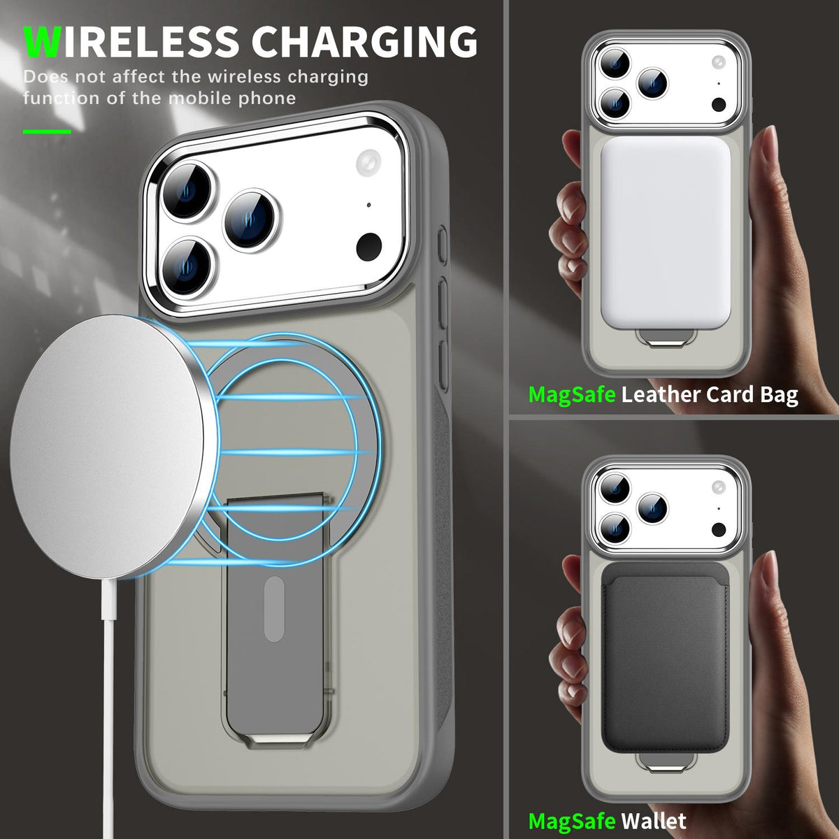 Compatible with iPhone 18 Pro Max & 17 Pro Max Acrylic Dual-Layer TPU MagSafe Holder Phone Case - Dark Blue