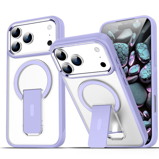 Compatible with iPhone 18 Pro Max & 17 Pro Max Acrylic Dual-Layer TPU MagSafe Holder Phone Case - Lavender Purple