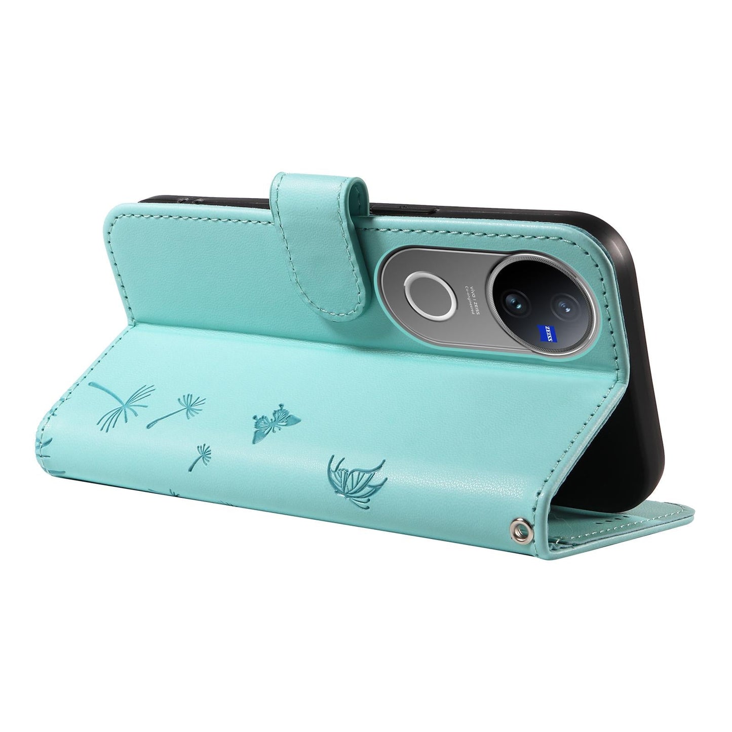 For vivo V50 5G Global Dandelion Embossed Pattern Flip Leather Phone Case(Green)