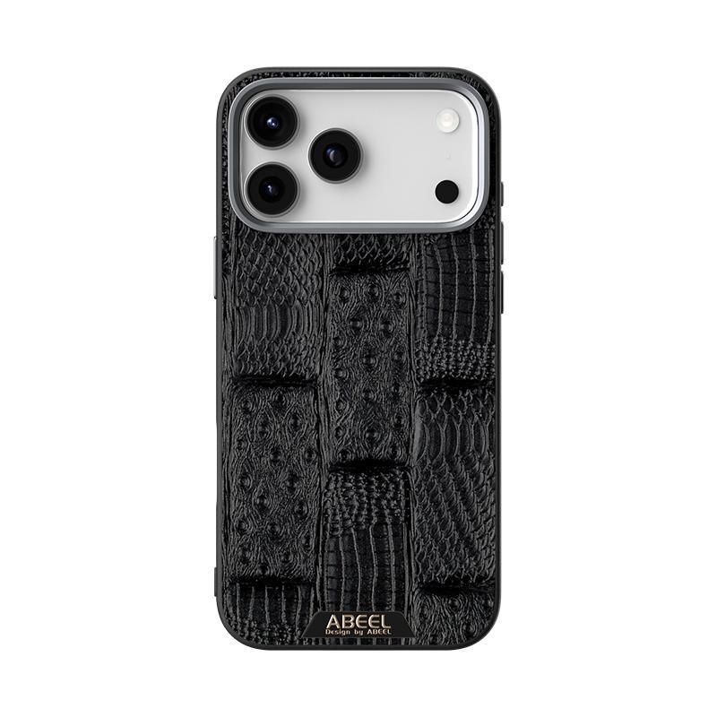 Compatible with iPhone 18 Pro Max & 17 Pro Max ABEEL Beast Pattern 6D Micro-Embossed MagSafe  Leather Phone Case - Black