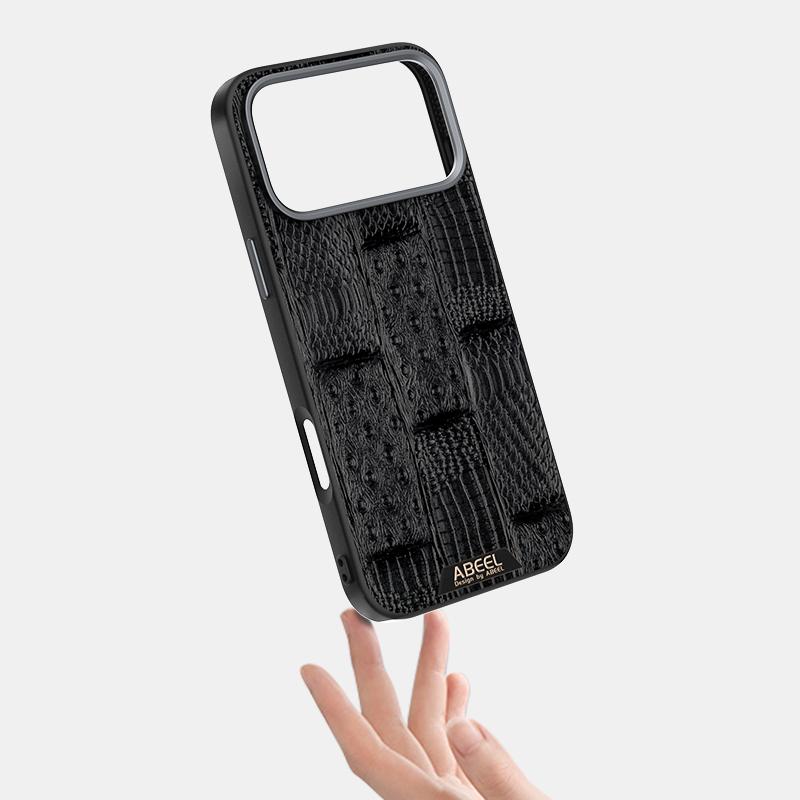 Compatible with iPhone 18 Pro Max & 17 Pro Max ABEEL Beast Pattern 6D Micro-Embossed MagSafe  Leather Phone Case - Black