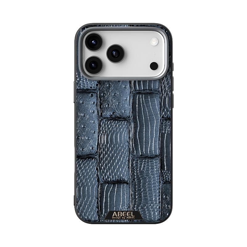 Compatible with iPhone 18 Pro Max & 17 Pro Max ABEEL Beast Pattern 6D Micro-Embossed MagSafe  Leather Phone Case - Blue