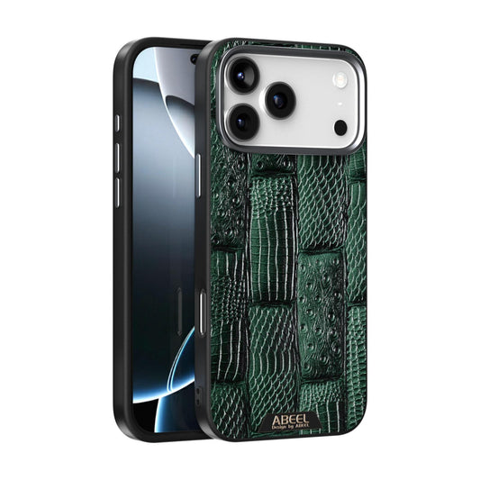 Compatible with iPhone 18 Pro Max & 17 Pro Max ABEEL Beast Pattern 6D Micro-Embossed MagSafe  Leather Phone Case - Green