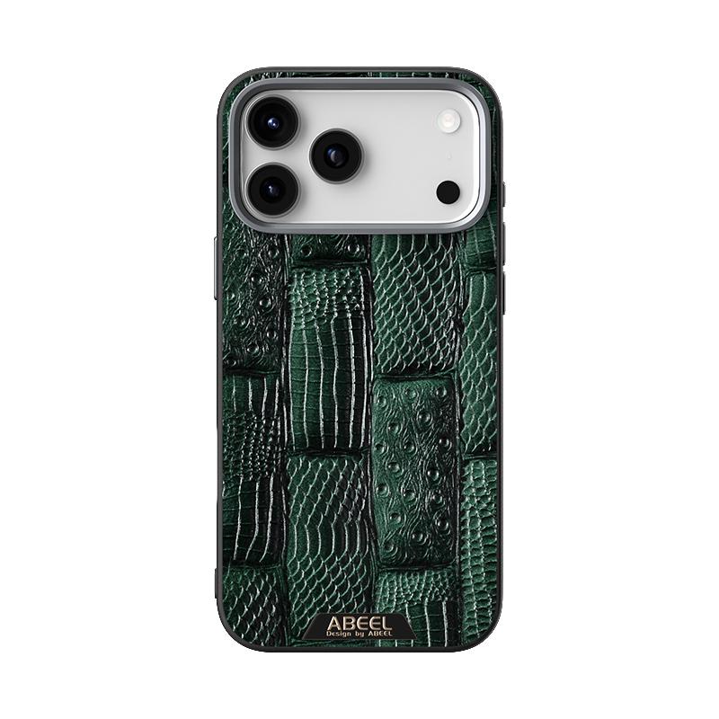 Compatible with iPhone 18 Pro Max & 17 Pro Max ABEEL Beast Pattern 6D Micro-Embossed MagSafe  Leather Phone Case - Green