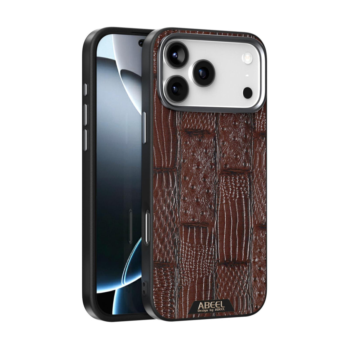 Compatible with iPhone 18 Pro & 17 Pro ABEEL Beast Pattern 6D Micro-Embossed MagSafe  Leather Phone Case - Brown