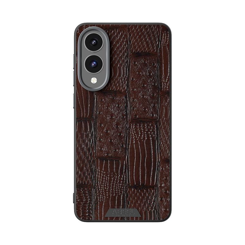 For Samsung Galaxy S25 Edge 5G ABEEL Beast Pattern 6D Micro-Embossed MagSafe Genuine Leather Phone Case(Brown)