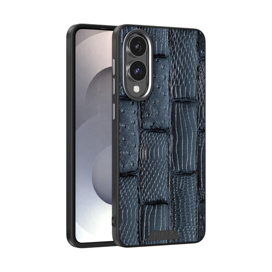 For Samsung Galaxy S25 Edge 5G ABEEL Beast Pattern 6D Micro-Embossed MagSafe Genuine Leather Phone Case(Blue)
