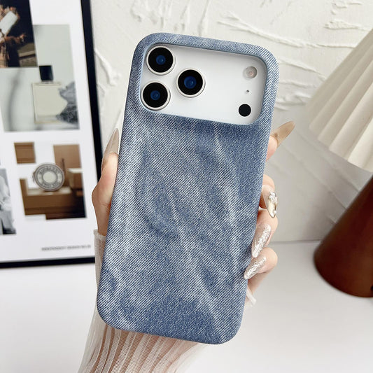 Compatible with iPhone 18 Pro Max Denim MagSafe Magnetic PC + PU Phone Case - Grayish Blue
