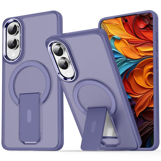 For Samsung Galaxy S25 Edge 5G Acrylic Hybrid TPU MagSafe Holder Phone Case(Dark Night Purple)