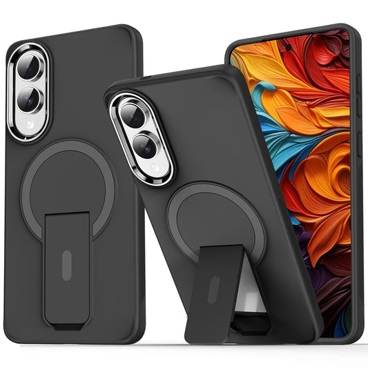 For Samsung Galaxy S25 Edge 5G Acrylic Hybrid TPU MagSafe Holder Phone Case(Black)