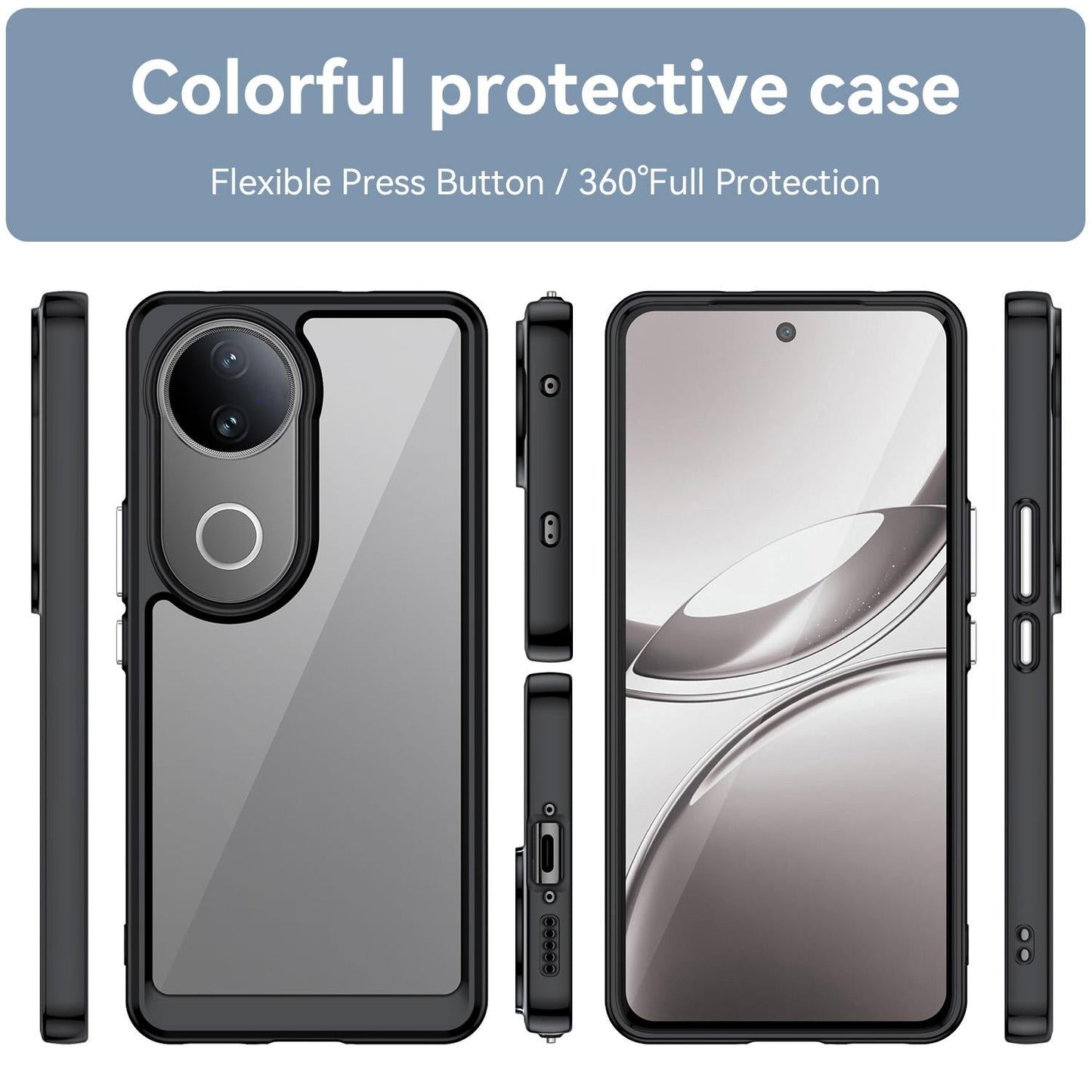 For vivo V50 Colorful Series Acrylic Hybrid TPU Phone Case(Black)