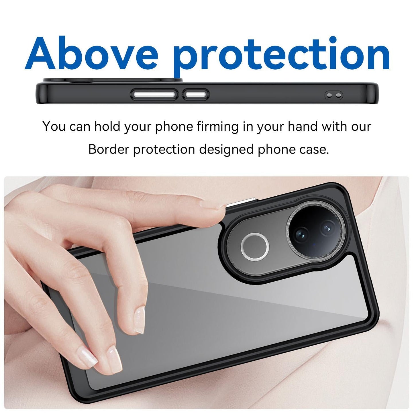 For vivo V50 Colorful Series Acrylic Hybrid TPU Phone Case(Black)