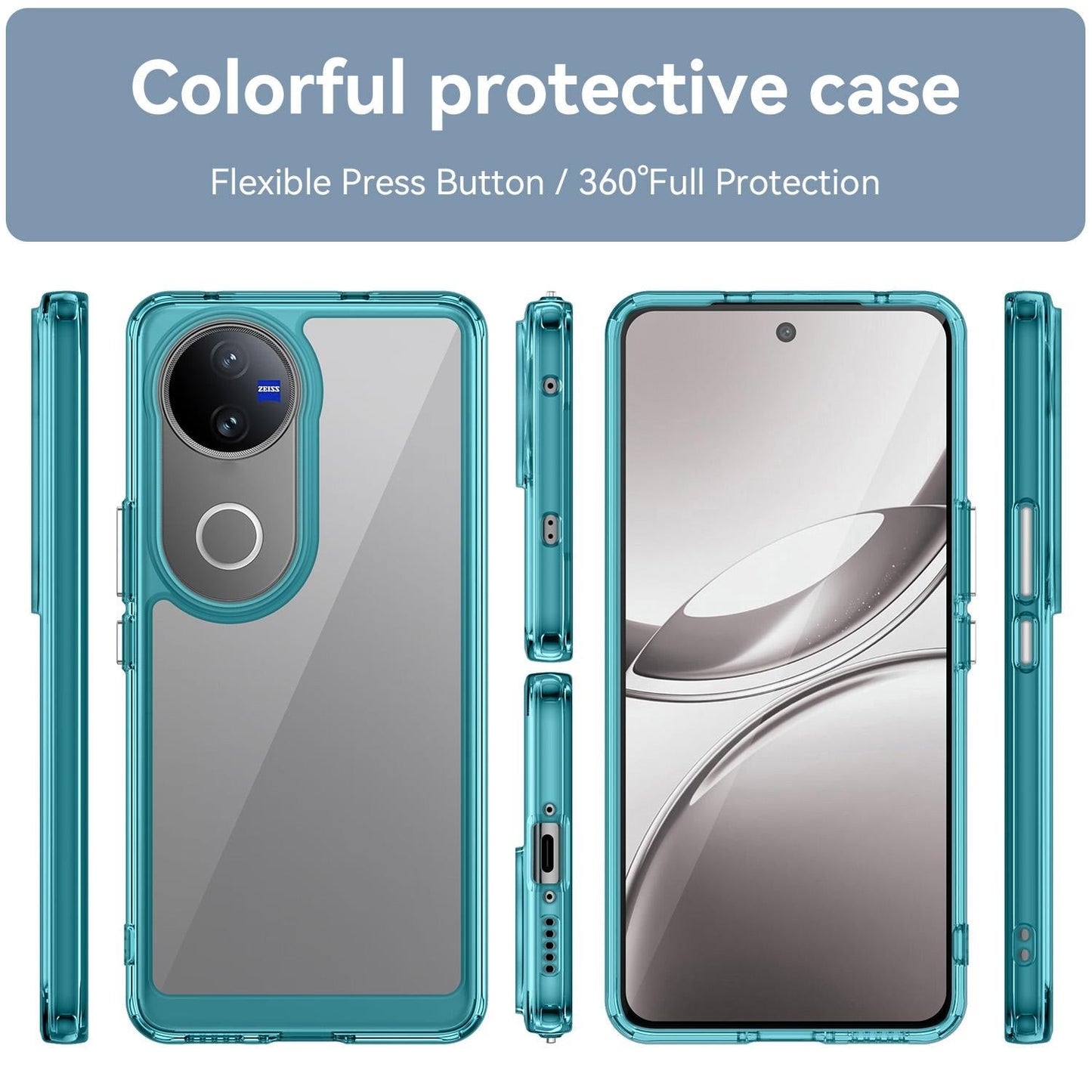 For vivo V50 Colorful Series Acrylic Hybrid TPU Phone Case(Transparent Blue)