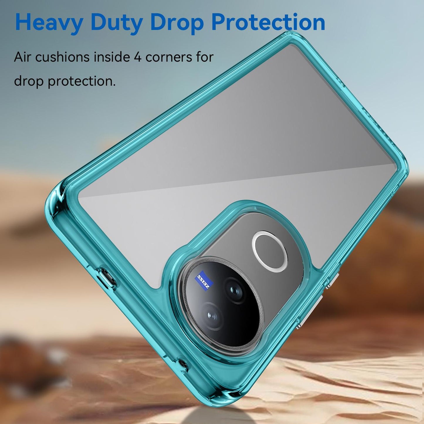 For vivo V50 Colorful Series Acrylic Hybrid TPU Phone Case(Transparent Blue)