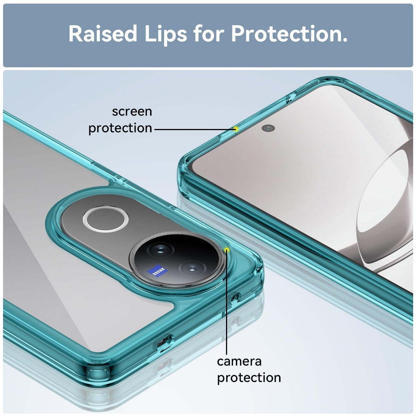 For vivo V50 Colorful Series Acrylic Hybrid TPU Phone Case(Transparent Blue)
