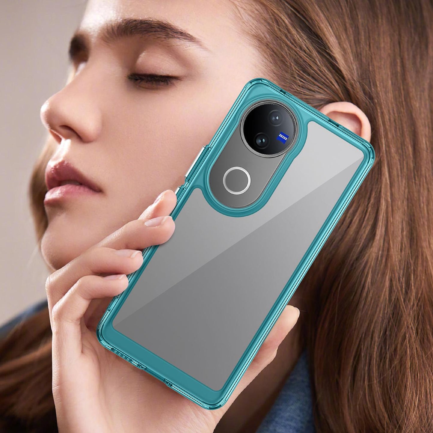 For vivo V50 Colorful Series Acrylic Hybrid TPU Phone Case(Transparent Blue)