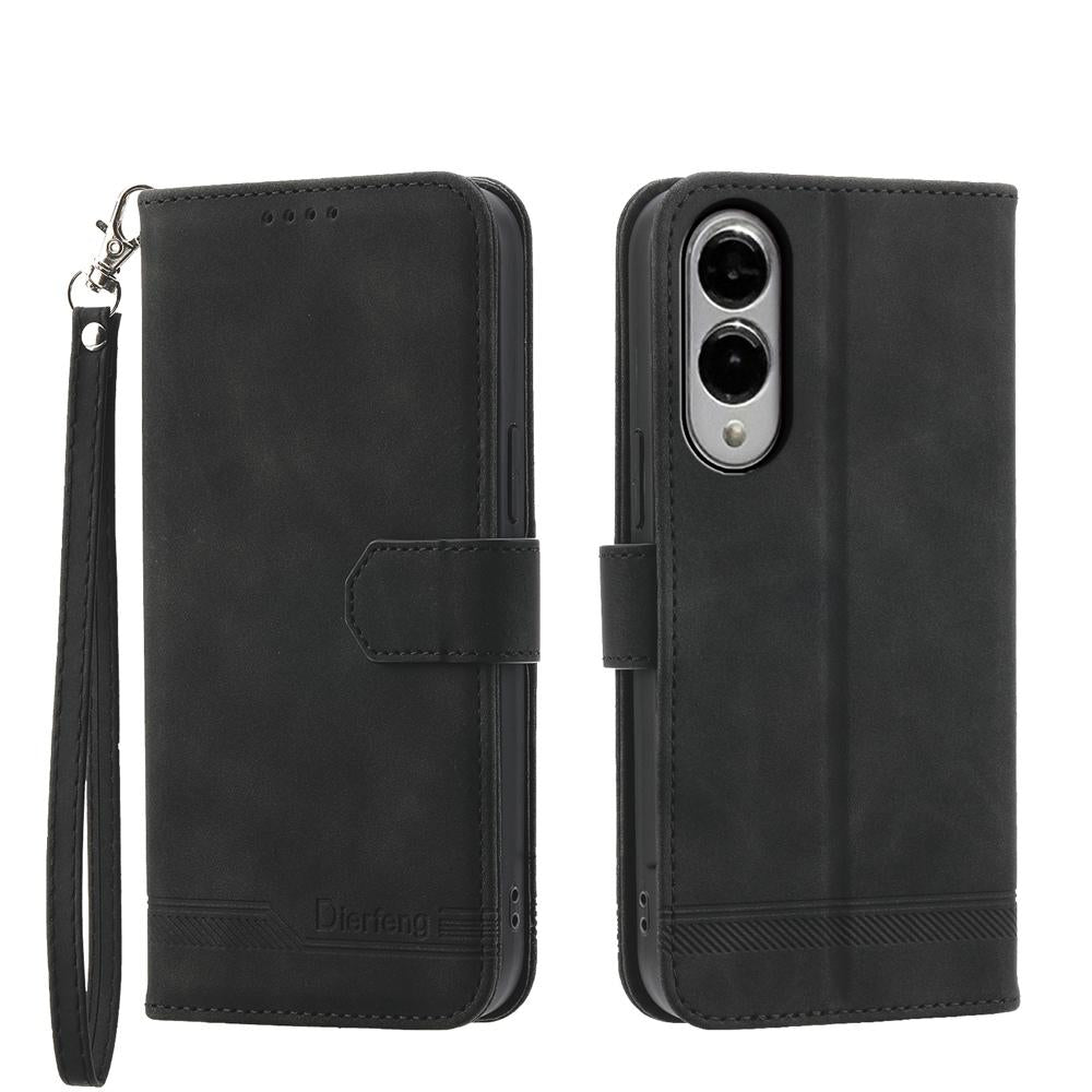 For Samsung Galaxy S25 Edge 5G Dierfeng Dream Line TPU Hybrid PU Leather Phone Case(Black)