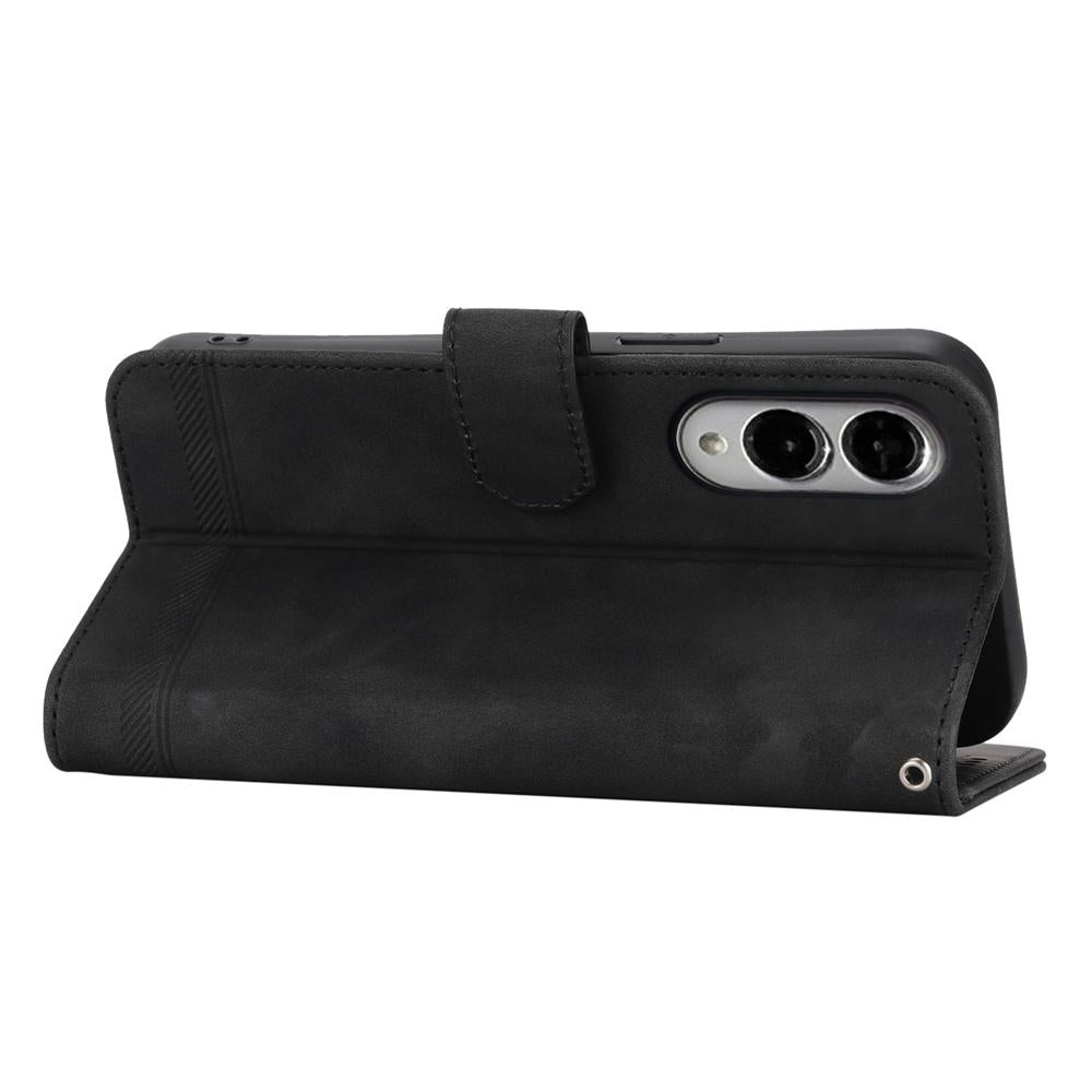 For Samsung Galaxy S25 Edge 5G Dierfeng Dream Line TPU Hybrid PU Leather Phone Case(Black)