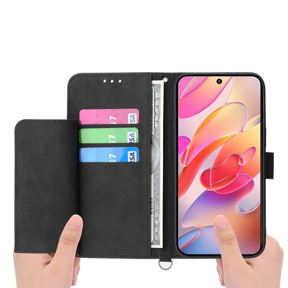 For Samsung Galaxy S25 Edge 5G Skin Feel Flowers Embossed Wallet Leather Phone Case(Black)