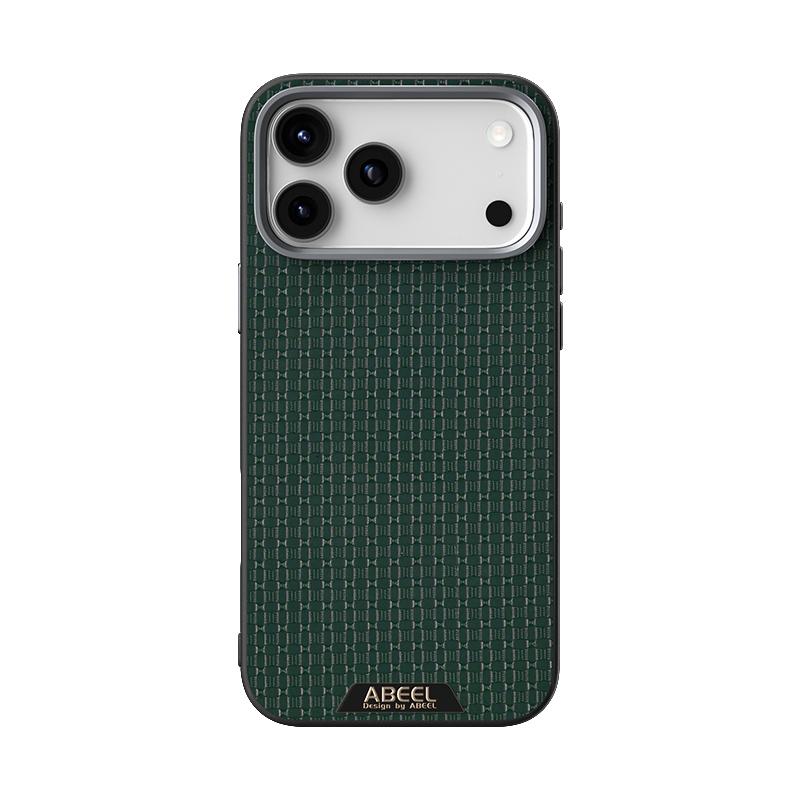 Compatible with iPhone 18 Pro Max & 17 Pro Max ABEEL Ruyi Pattern 6D Micro Relief MagSafe Leather Phone Case - Green