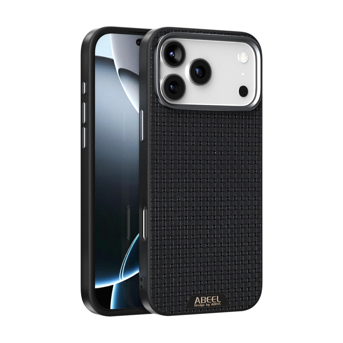 Compatible with iPhone 18 Pro & 17 Pro ABEEL Ruyi Pattern 6D Micro Relief MagSafe Leather Phone Case - Black