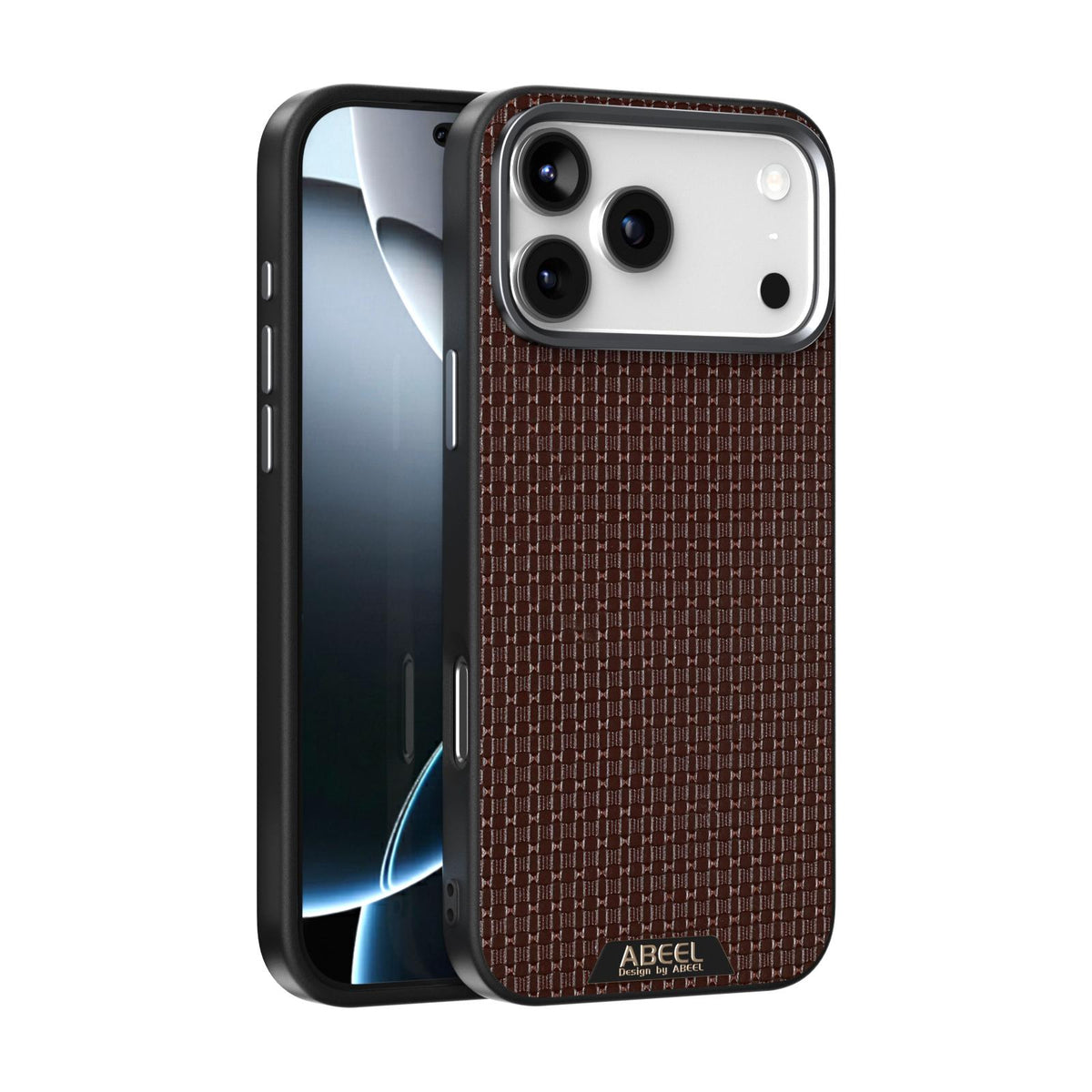 Compatible with iPhone 18 Pro & 17 Pro ABEEL Ruyi Pattern 6D Micro Relief MagSafe Leather Phone Case - Brown