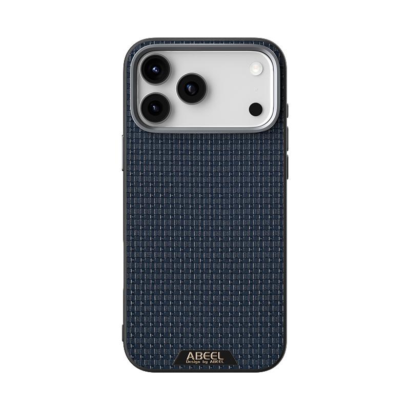 Compatible with iPhone 18 Pro & 17 Pro ABEEL Ruyi Pattern 6D Micro Relief MagSafe Leather Phone Case - Blue