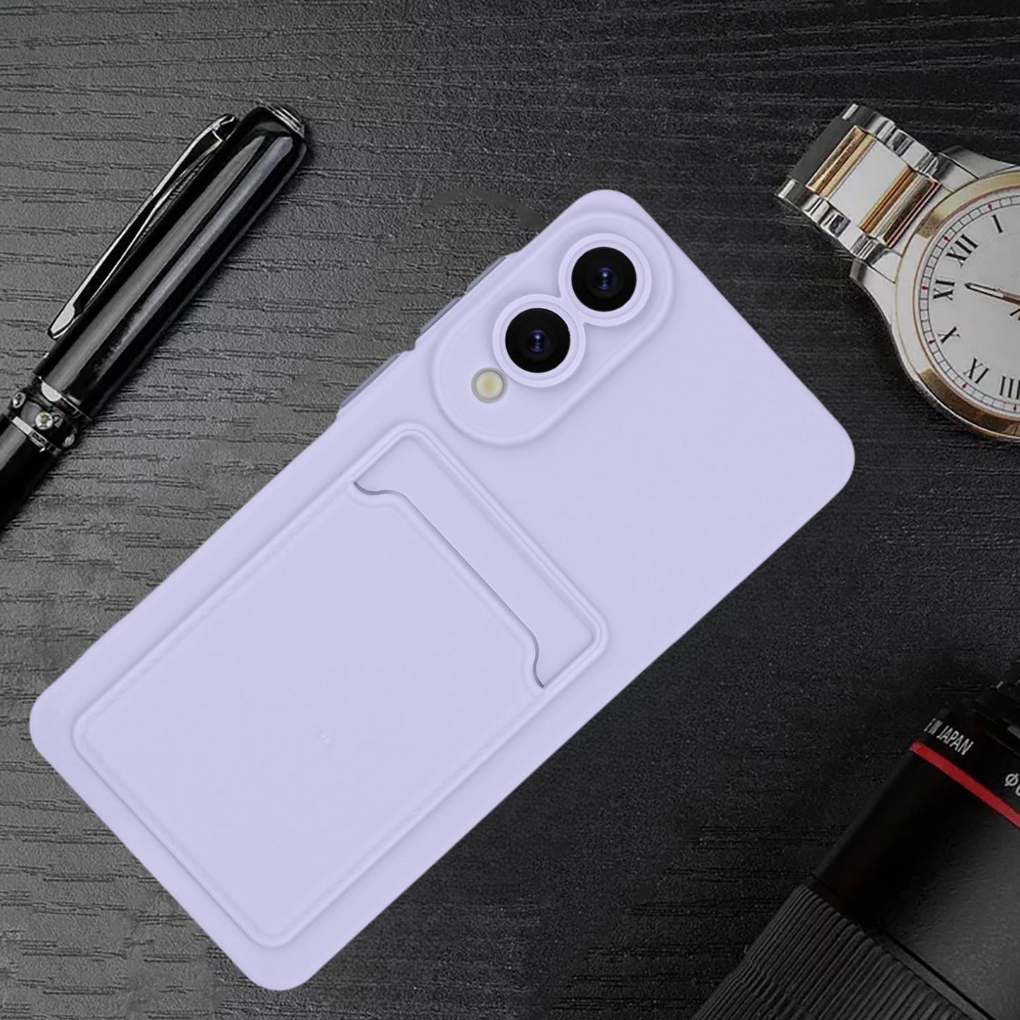For Samsung Galaxy S25 Edge 5G Skin Feel Card Contrast Color Button TPU Phone Case(Purple)