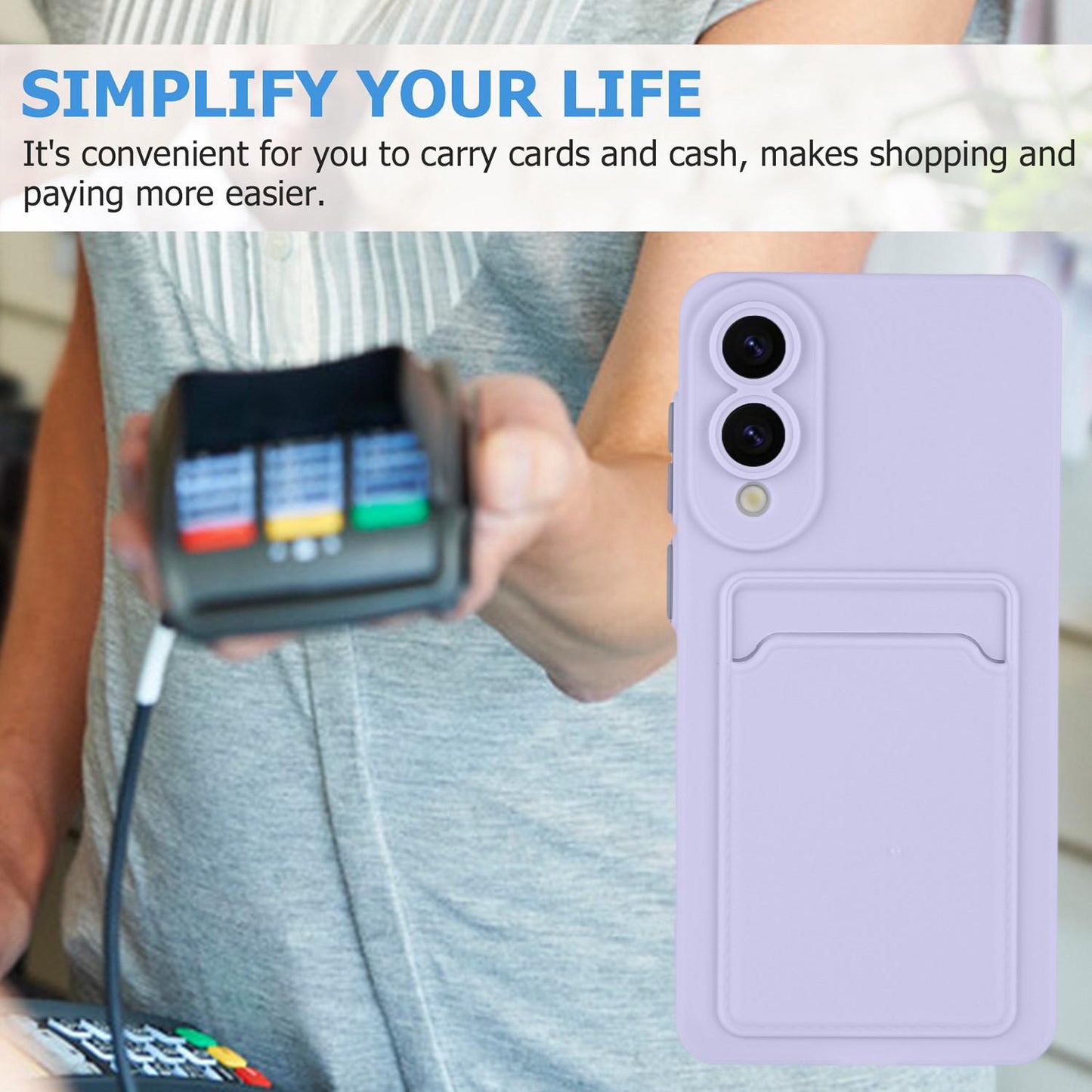 For Samsung Galaxy S25 Edge 5G Skin Feel Card Contrast Color Button TPU Phone Case(Purple)