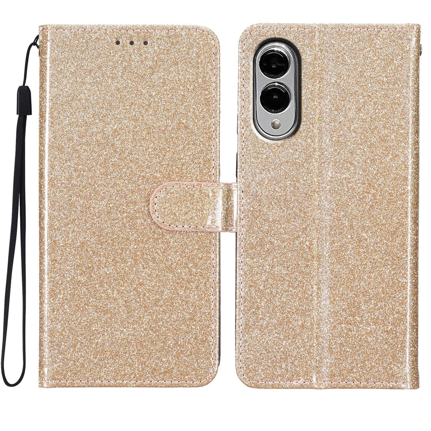 For Samsung Galaxy S25 Edge 5G Glitter Powder Flip Leather Phone Case(Gold)