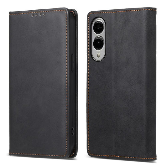 For Samsung Galaxy S25 Edge 5G Business Solid Color Magnetic RFID Leather Phone Case(Black)