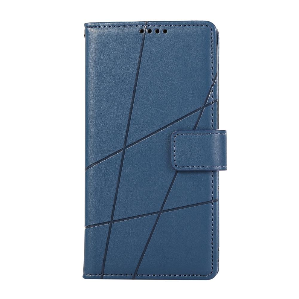 For Samsung Galaxy S25 Edge 5G PU Genuine Leather Texture Embossed Line Phone Case(Blue)