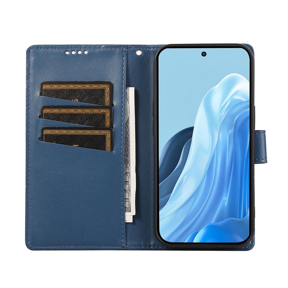 For Samsung Galaxy S25 Edge 5G PU Genuine Leather Texture Embossed Line Phone Case(Blue)