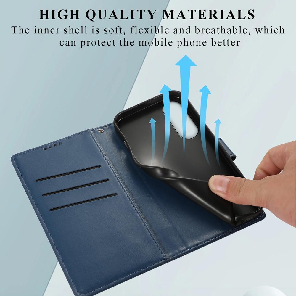For Samsung Galaxy S25 Edge 5G PU Genuine Leather Texture Embossed Line Phone Case(Blue)