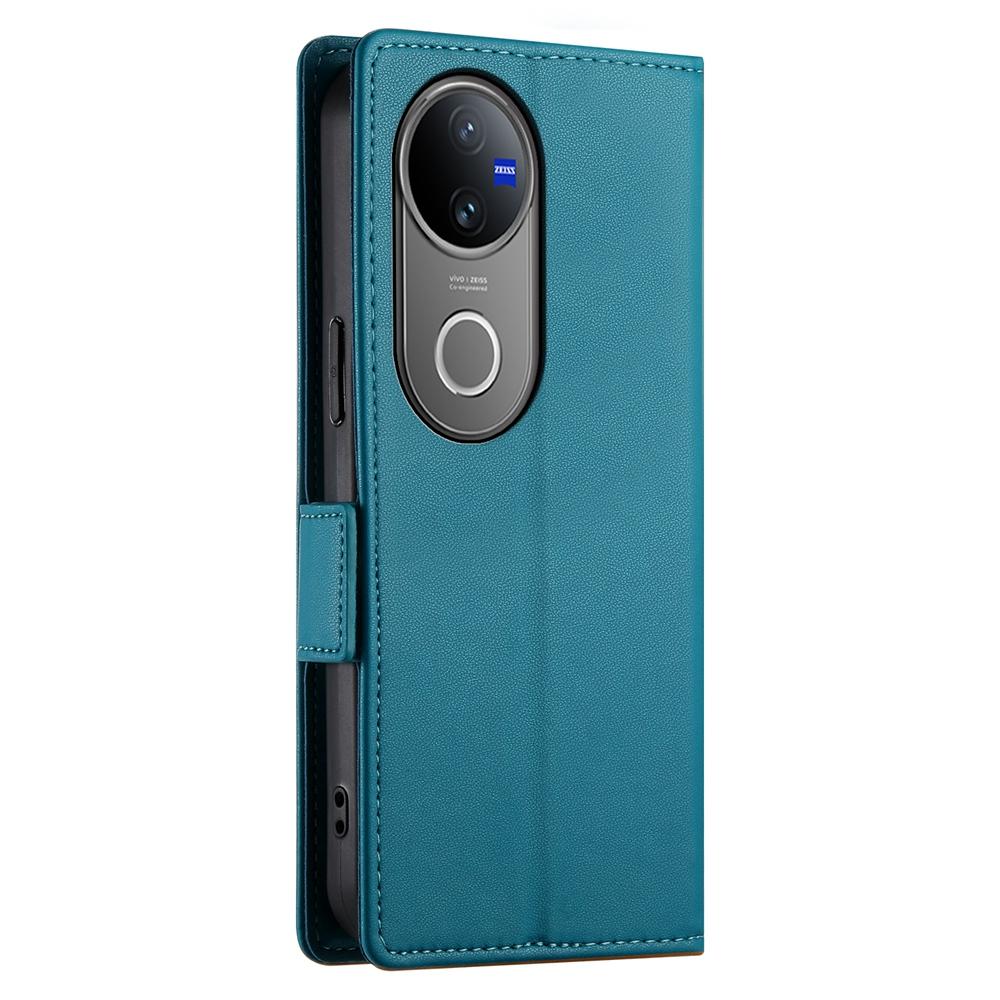 For vivo V50 Side Buckle Magnetic Frosted Leather Phone Case(Blue)