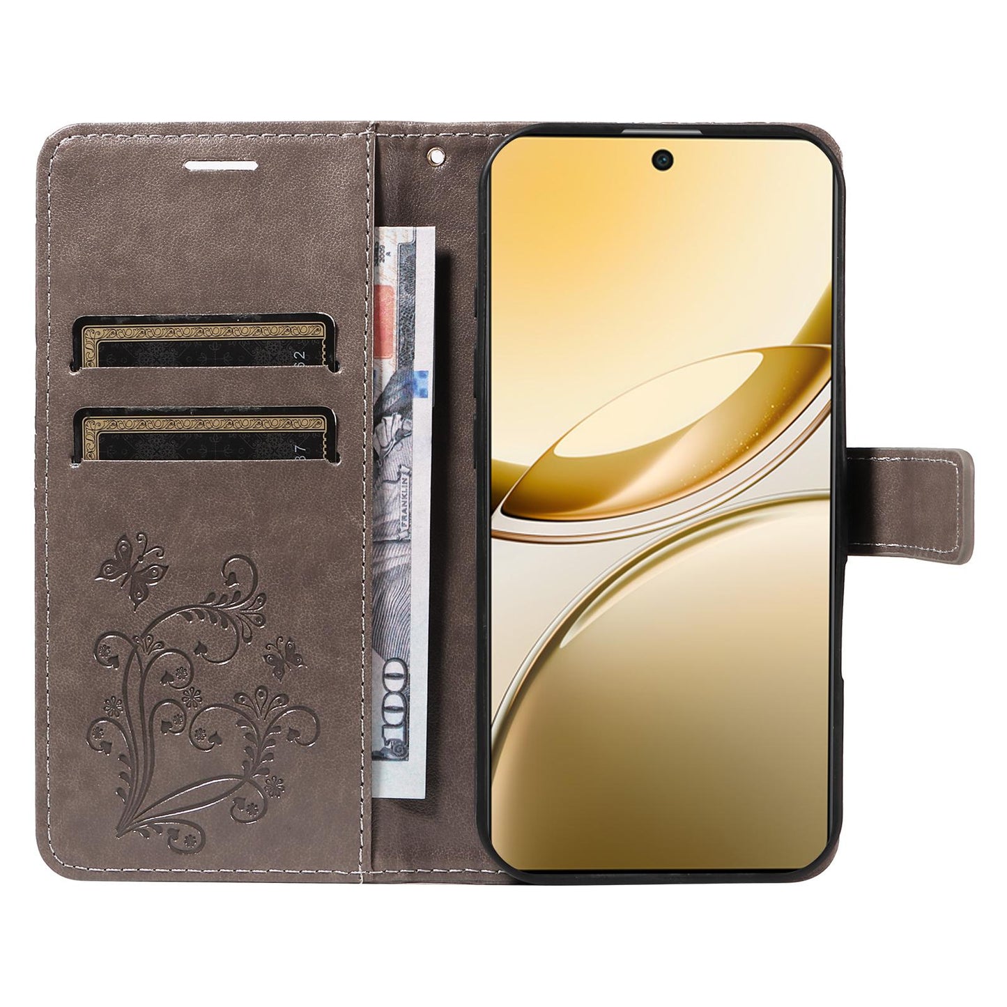 For vivo V50 5G Global 3D Butterfly Embossed Pattern Flip Leather Phone Case(Grey)