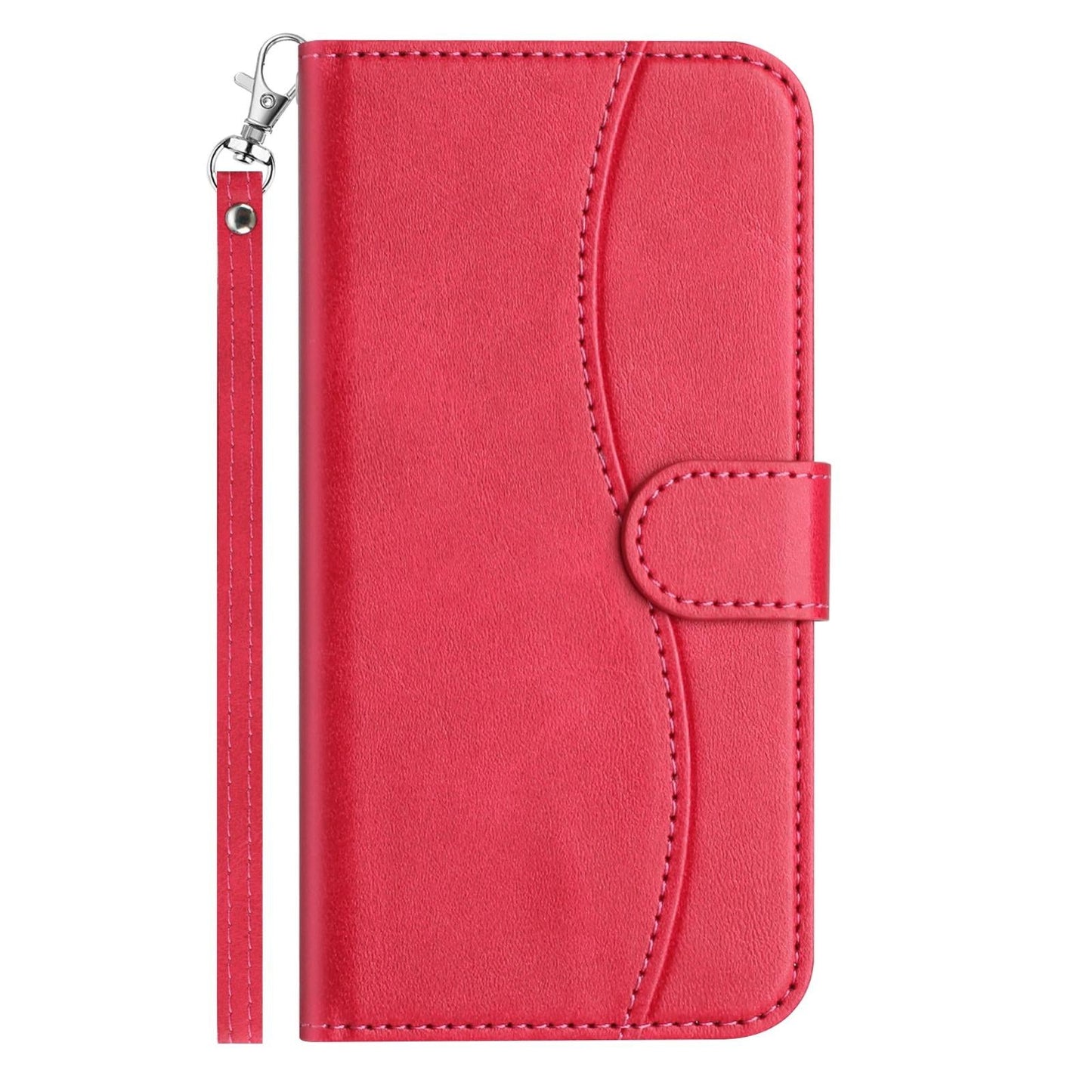 For Samsung Galaxy S25 Edge 5G Dual-Folded S-shape Leather Phone Case(Rose Red)